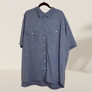 IZOD Saltwater Men’s 4XB Blue Short Sleeve Button-Down Shirt | Big & Tall